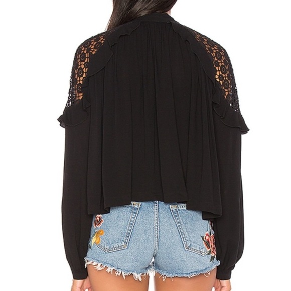 Free People | Black Little Bit Of Love Crochet Top Size Medium - Picture 13 of 13